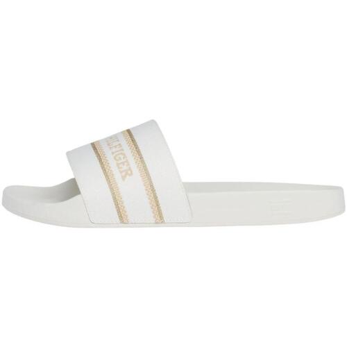 Zapatos Mujer Chanclas Tommy Hilfiger HILFIGER POOLSLIDE WITH WEBBING Blanco