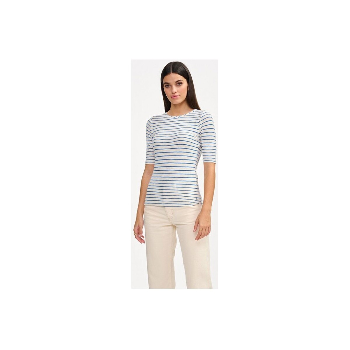 textil Mujer Camisetas manga corta Bellerose Seas Tee White Stripes Multicolor