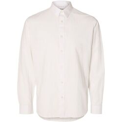 textil Hombre Camisas manga larga Selected 16078867 SLIM LINEN-WHITE Blanco