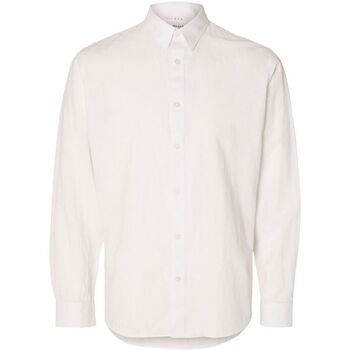 textil Hombre Camisas manga larga Selected 16078867 SLIM LINEN-WHITE Blanco