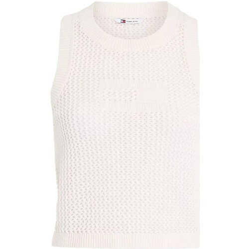 textil Mujer Tops / Blusas Tommy Jeans - Camiseta Sin Mangas de Corte Cropped Blanco