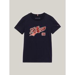 textil Niños Tops y Camisetas Tommy Hilfiger KB0KB08679 - SCRIPT TEE-DW5 DESERT SKY Azul