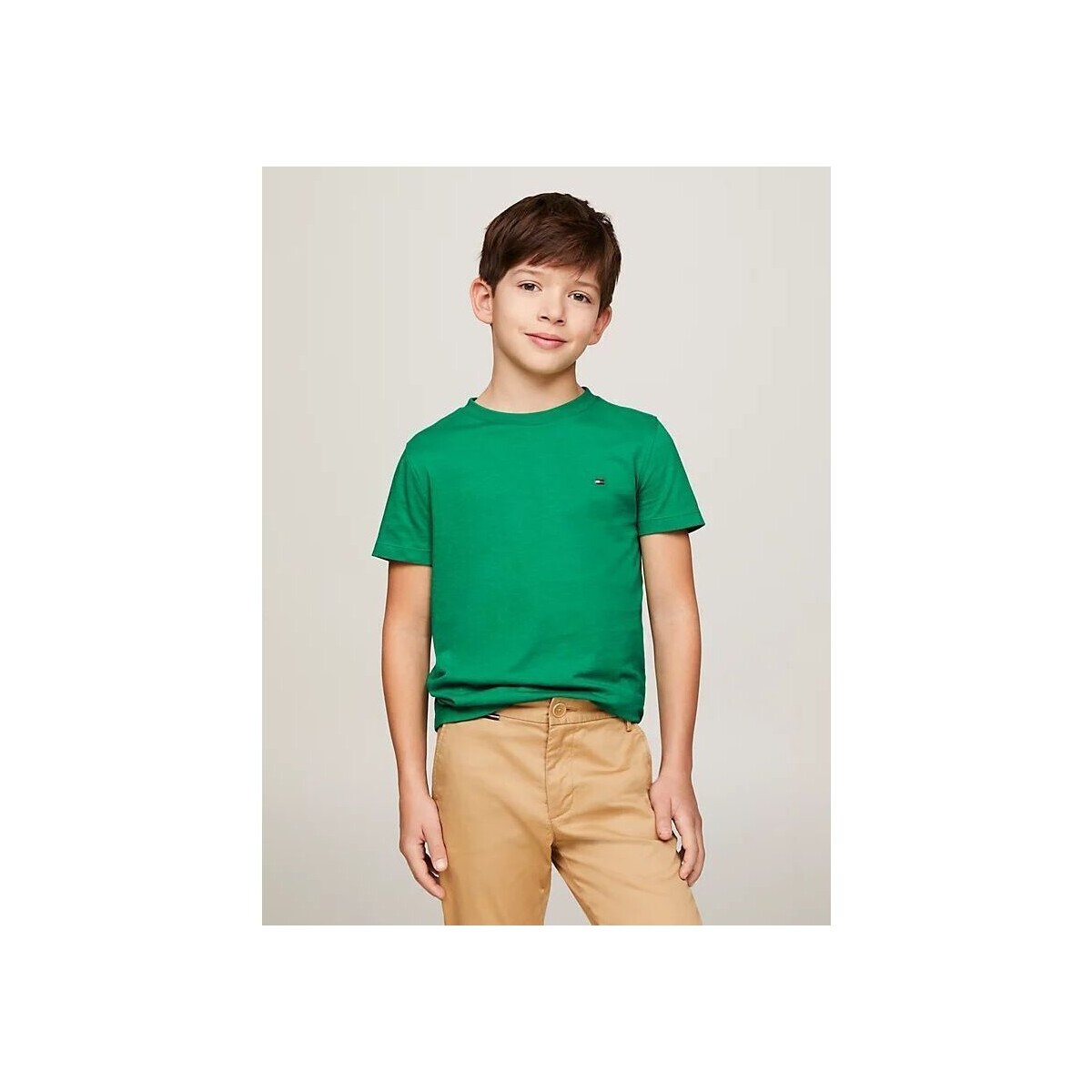 textil Niños Tops y Camisetas Tommy Hilfiger KB0KB06879 - ESSENTIAL TEE-L4B OLYMPIC GREEN Verde