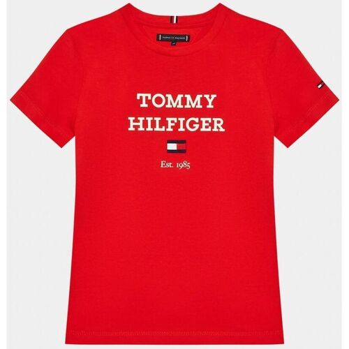 textil Niños Tops y Camisetas Tommy Hilfiger KB0KB08671 - TH LOGO-XND FIERCE RED Rojo