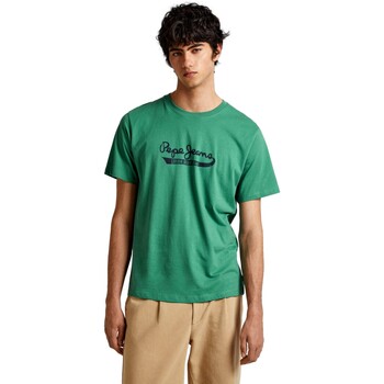 textil Hombre Camisetas manga corta Pepe jeans CAMISETA CASUAL HOMBRE CLADEU   PM509390 Verde