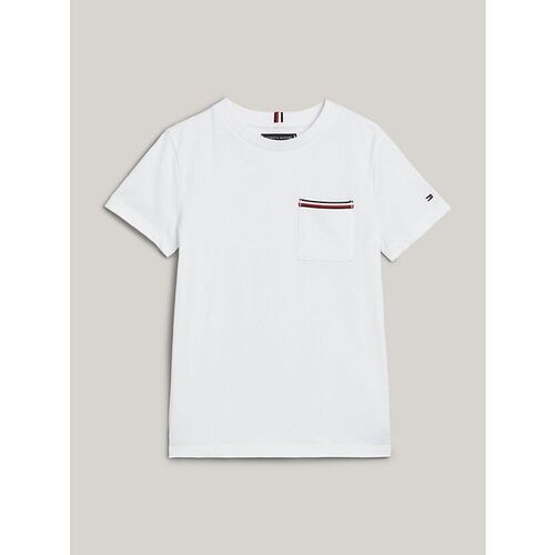 textil Niños Tops y Camisetas Tommy Hilfiger KB0KB08817 POCKET TEE-YBR WHITE Blanco