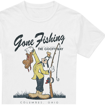 textil Hombre Camisetas manga larga Mickey Mouse And Friends Goofy Gone Fishing Blanco