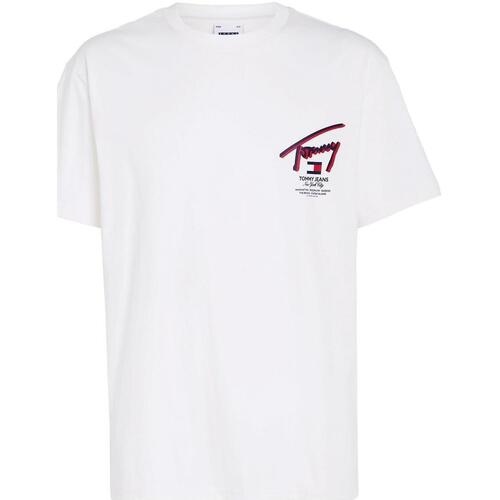 textil Hombre Camisetas manga corta Tommy Jeans TJM REG 3D STREET SIGNTR TEE EXT Blanco