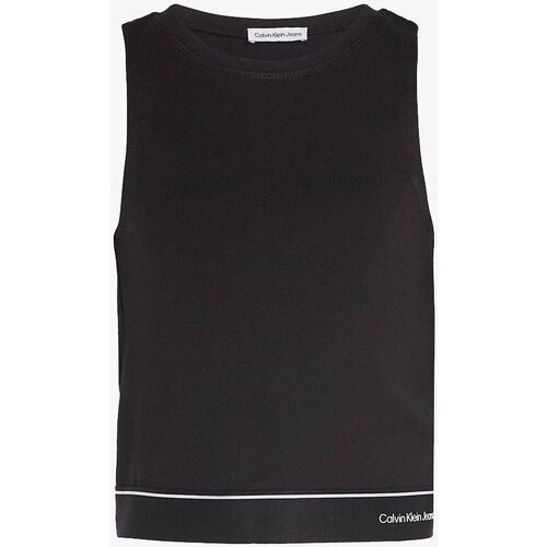 textil Niña Camisetas sin mangas Calvin Klein Jeans IG0IG02437 LOGO TAPE TOP-BEH BLACK Negro