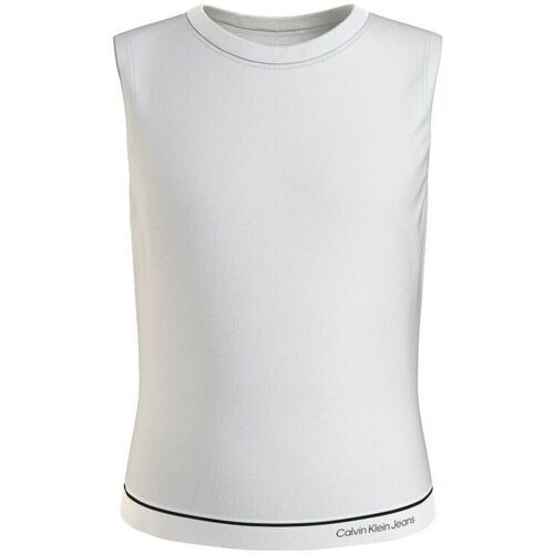 textil Niña Camisetas sin mangas Calvin Klein Jeans IG0IG02437 LOGO TAPE TOP-YAH BRIGHT WJITE Blanco