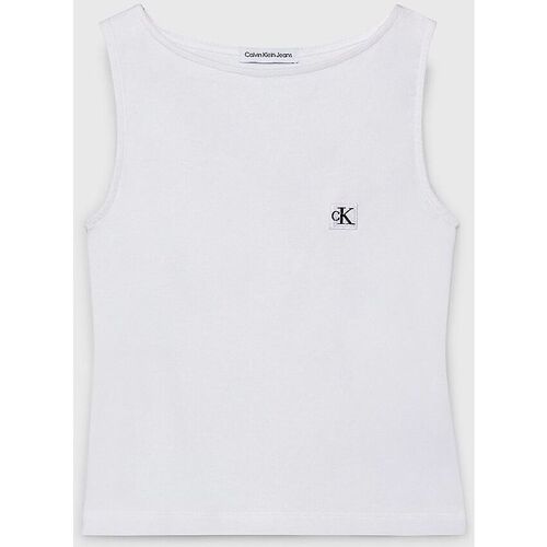 textil Niña Camisetas sin mangas Calvin Klein Jeans IG0IG02488 TANK TOP-YAF BRIGHT WHITE Blanco