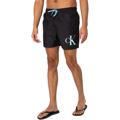 textil Hombre Bañadores Calvin Klein Jeans Shorts De Baño Con Cordones Medianos Negro