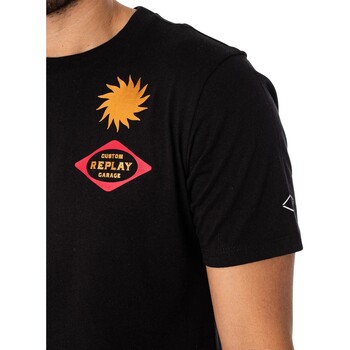 Replay Camiseta Con Logo En La Espalda De Garage Negro
