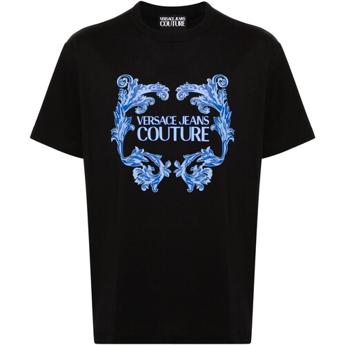 textil Hombre Camisas manga larga Versace Jeans Couture -  Camiseta con Logo en Pecho Color Azul Negro