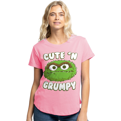 textil Mujer Camisetas manga larga Sesame Street Cute N Grumpy Violeta