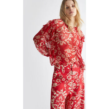 textil Mujer Tops / Blusas Liu Jo Blusa en mezcla de seda estampada Rojo