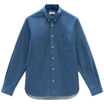 textil Hombre Camisas manga larga Woolrich Camisa Classic Chambray Hombre Bleached Indigo Azul