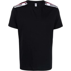 textil Hombre Camisas manga larga Moschino - Camiseta con Cinta en Hombro con Logos Negro