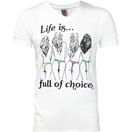 textil Hombre Camisetas manga larga Junk Food Life Is Full Of Choices Blanco