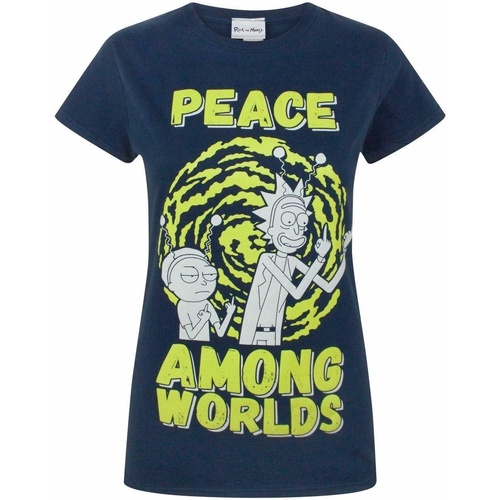 textil Mujer Camisetas manga larga Rick And Morty Peace Among Worlds Azul
