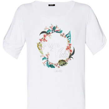 textil Mujer Tops y Camisetas Liu Jo Camiseta con estampado de selva y strass Blanco