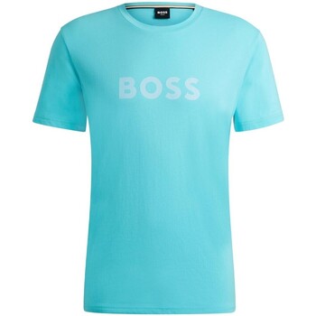 textil Hombre Camisetas manga corta BOSS - Camiseta Regular Fit con Logo Estampado Azul