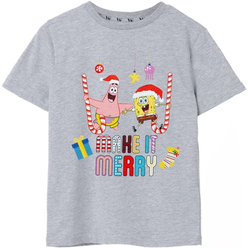 textil Niños Camisetas manga corta Spongebob Squarepants Make It Merry Gris