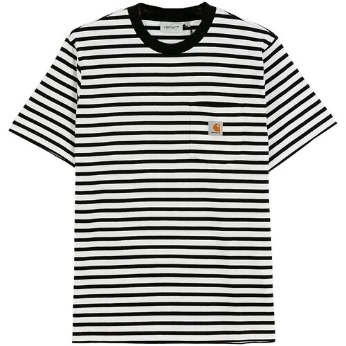 textil Hombre Camisetas manga corta Carhartt - Camiseta A Rayas Con Logo Multicolor