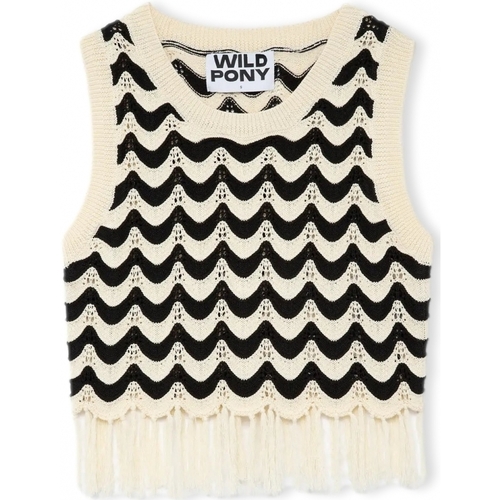 textil Mujer Tops / Blusas Wild Pony Top 10700 - Black/White Beige