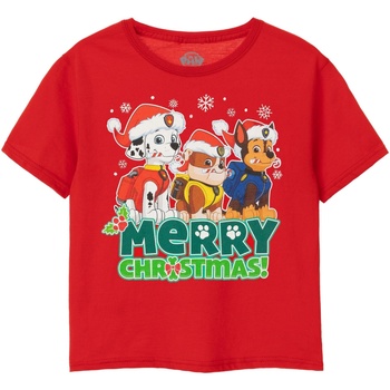 textil Niño Camisetas manga corta Paw Patrol Merry Christmas Rojo