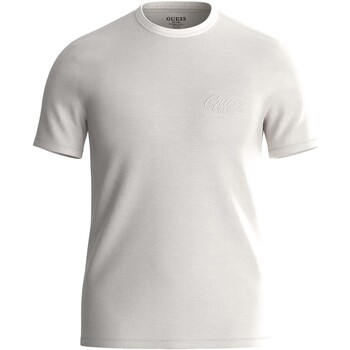 textil Hombre Tops y Camisetas Guess Ss Cn Treated  Italic Tee Blanco