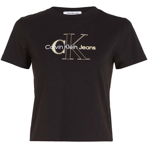 textil Mujer Tops y Camisetas Ck Jeans Bold Monologo Baby T Negro
