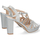Zapatos Mujer Sandalias Nobrand Sandalia de Tacón Brillante y Hebilla Plata
