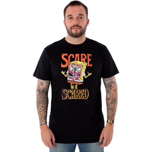 textil Hombre Camisetas manga larga Spongebob Squarepants Scare Or Be Scared Negro