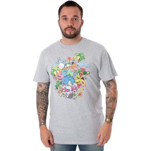 textil Hombre Camisetas manga larga Sonic The Hedgehog NS7982 Gris