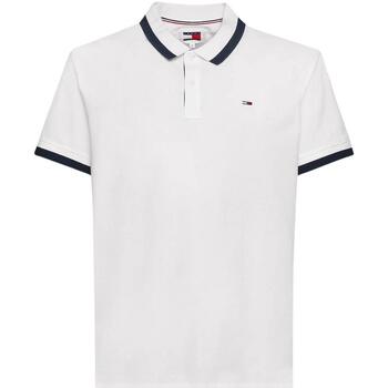 textil Hombre Polos manga corta Tommy Jeans TJM REG SOLID TIPPED POLO Blanco