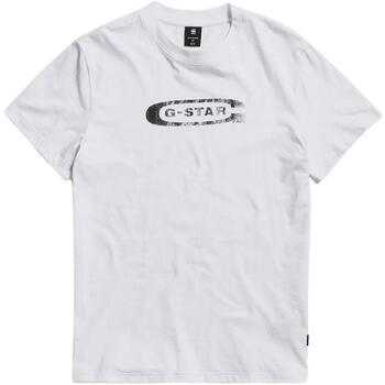 textil Camisetas manga corta G-Star Raw Distressed old school logo Blanco