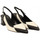 Zapatos Mujer Mocasín Ezzio salon abierto bicolor tacon fantasia 5 cm fabricado en españa Negro