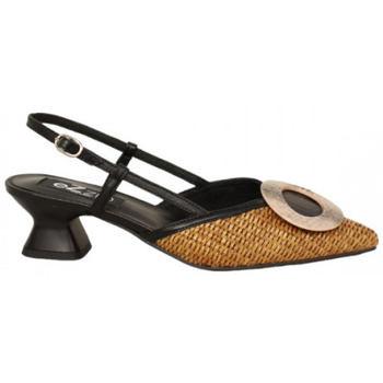 Zapatos Mujer Mocasín Ezzio salon abierto efecto mimbre tacon 4 cm fabricado en españa Beige