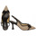 Zapatos Mujer Mocasín Ezzio salon abierto con aplique y rejilla tacon 7cm Negro
