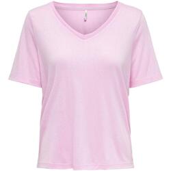 textil Tops y Camisetas Only ONLELISE S/S V-NECK TOP Rosa