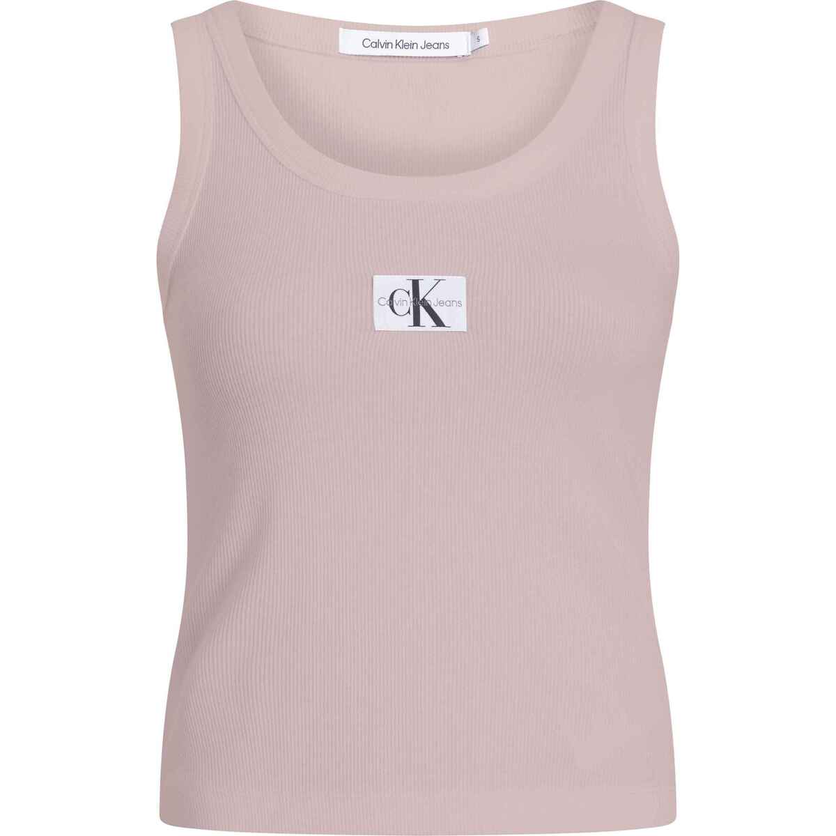 textil Mujer Camisetas sin mangas Calvin Klein Jeans TOP  WOVEN LABEL RIB MUJER 