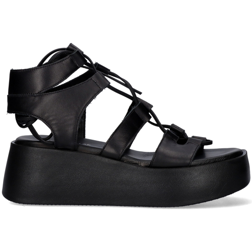 Zapatos Mujer Sandalias Exé Shoes SANDALIA PLATAFORMA 536 TAORMINA LEATHER BLACK NEGRO
