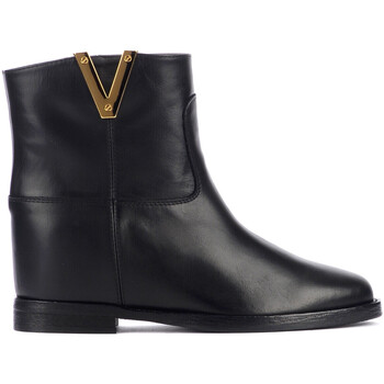 Zapatos Mujer Low boots Via Roma 15 Botín  en piel negra con V dorada Otros