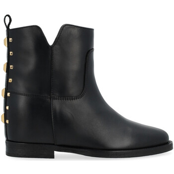 Zapatos Mujer Low boots Via Roma 15 Botín  en piel negra con tachuelas doradas Otros