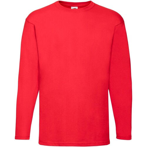 textil Hombre Camisetas manga larga Fruit Of The Loom Valueweight Rojo
