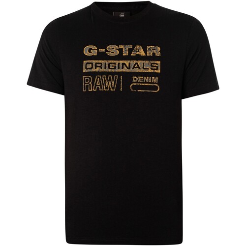 textil Hombre Camisetas manga corta G-Star Raw Camiseta Ajustada Originales Desgastados Negro
