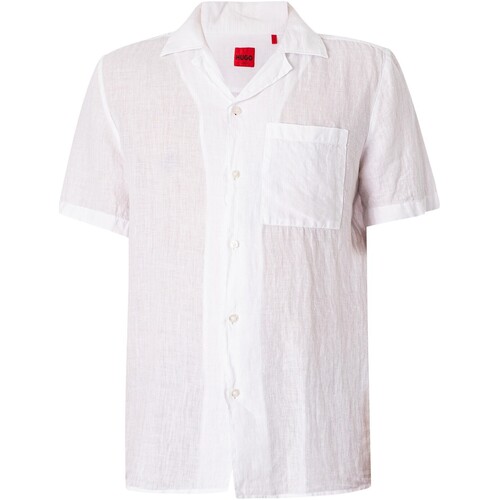 textil Hombre Camisas manga corta BOSS Camisa De Manga Corta Ellino Blanco