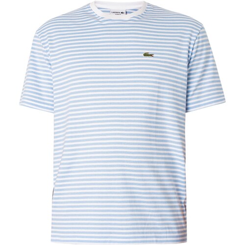 textil Hombre Camisetas manga corta Lacoste Camiseta De Corte Clásico A Rayas Con Logo Azul