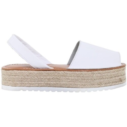 Zapatos Mujer Sandalias Blusandal Menorquinas acolchadas blancas con plataforma by Blanco